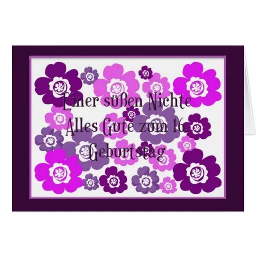 Tarjeta de cumpleaños alemana para la sobrina déci de Zazzle. Tarjeta de cumpleaños alemana para la sobrina déci de Zazzle.