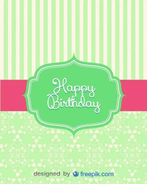 tarjeta de cumpleaños antigua de diseño a rayas retro | Descargar ... tarjeta de cumpleaños antigua de diseño a rayas retro | Descargar ...