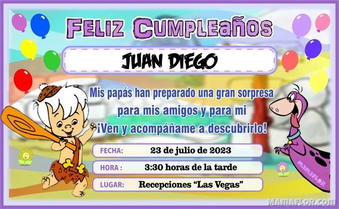 Tarjeta de Cumpleaños de Bamm Bamm, para Imprimir - Manualidades ...