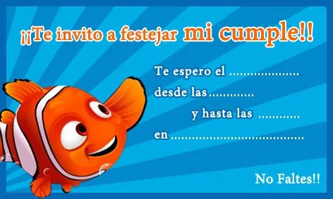 Tarjeta de cumpleaños de Buscando a Nemo para imprimir - Fiestas ... Tarjeta de cumpleaños de Buscando a Nemo para imprimir - Fiestas ...