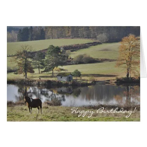 Tarjeta de cumpleaños del caballo del paisaje de l de Zazzle.