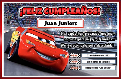 Tarjeta de Cumpleaños de CARS para imprimir // Invitaciones de ...