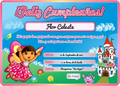 Tarjeta de Cumpleaños de DORA La Exploradora para Imprimir ... Tarjeta de Cumpleaños de DORA La Exploradora para Imprimir ...