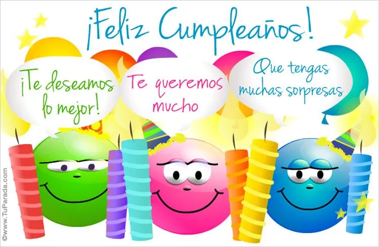 Tarjeta de cumpleaños con emoticones - Feliz cumpleaños ...