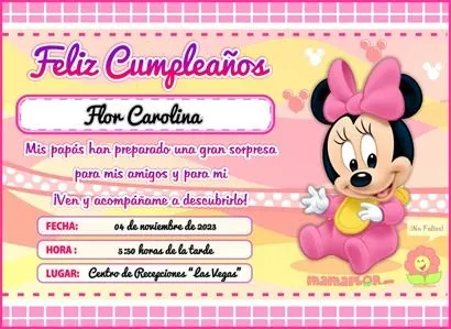 Tarjeta de Cumpleaños de Minnie Mouse Bebé – Invitaciones para ... Tarjeta de Cumpleaños de Minnie Mouse Bebé – Invitaciones para ...