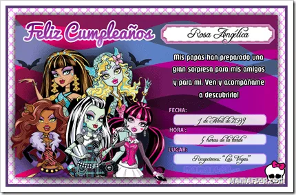 Tarjeta de Cumpleaños de Monster High, para imprimir uno mismo en ...