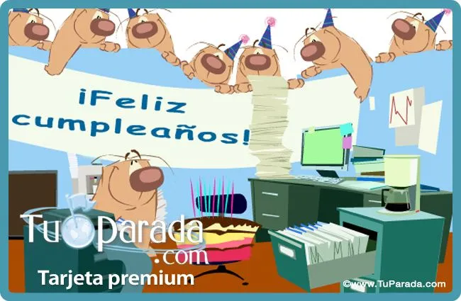 Tarjeta de cumpleaños en la oficina, Cumpleaños, tarjetas