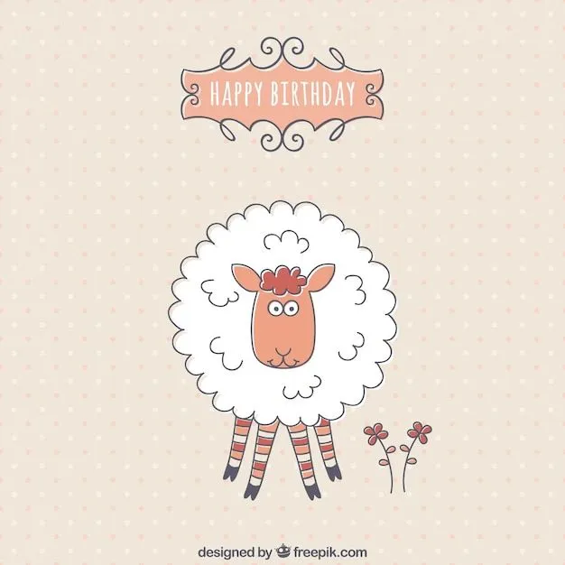Tarjeta de cumpleaños con una oveja linda | Descargar Vectores gratis Tarjeta de cumpleaños con una oveja linda | Descargar Vectores gratis