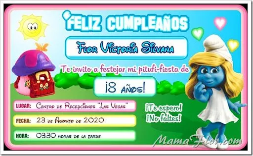 Tarjeta de Cumpleaños de La Pitufina, listo para imprimir ...
