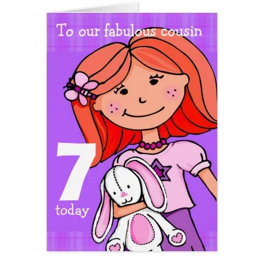 La tarjeta de cumpleaños del primo 7 "Girlie abraz de Zazzle.