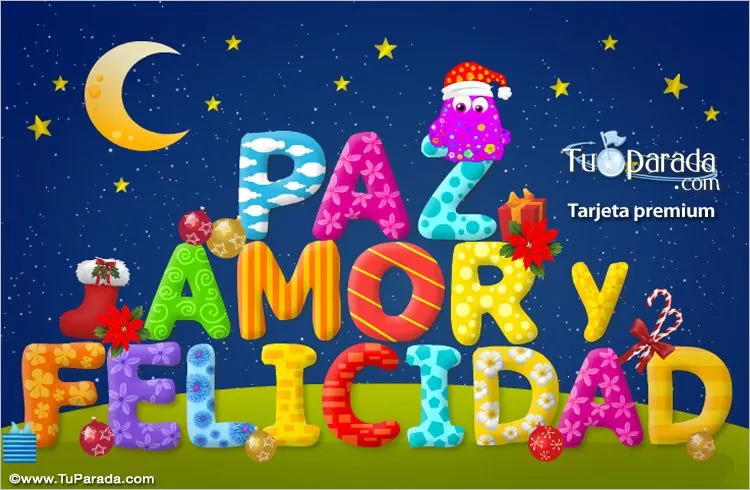 Tarjeta de deseos de paz, amor y felicidad. Felices Fiestas, ver ...