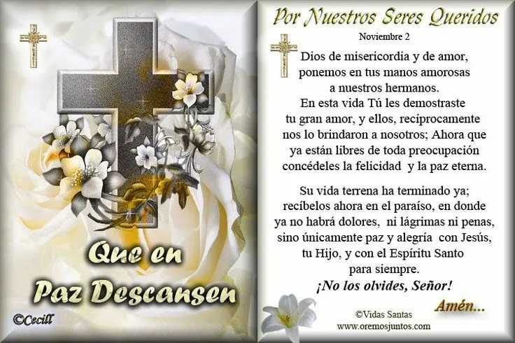 Tarjeta para Difuntos/Recordatorios | Oraciones Dios | Pinterest