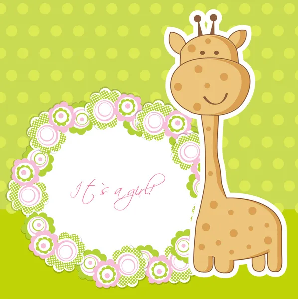 tarjeta de ducha chica bebé con linda jirafa y el marco para el ...