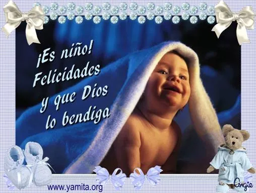 Tarjeta – ¡Es niño! Felicidades y que Dios lo bendiga | Mujeres ...