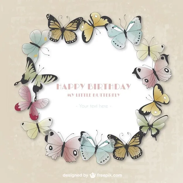 Tarjeta del feliz cumpleaños con mariposas | Descargar Vectores gratis