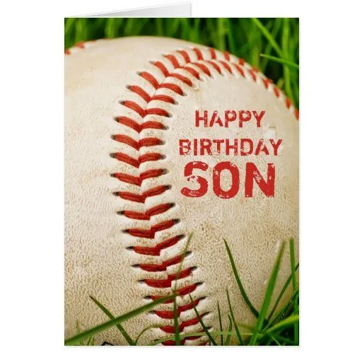 Tarjeta del hijo del feliz cumpleaños del béisbol de Zazzle.