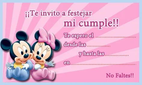 Tarjeta de invitación 1 añito de Minnie - Imagui