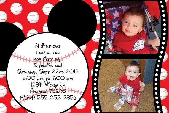 Tarjeta de invitación de béisbol Mickey por HeathersCreations11 Tarjeta de invitación de béisbol Mickey por HeathersCreations11
