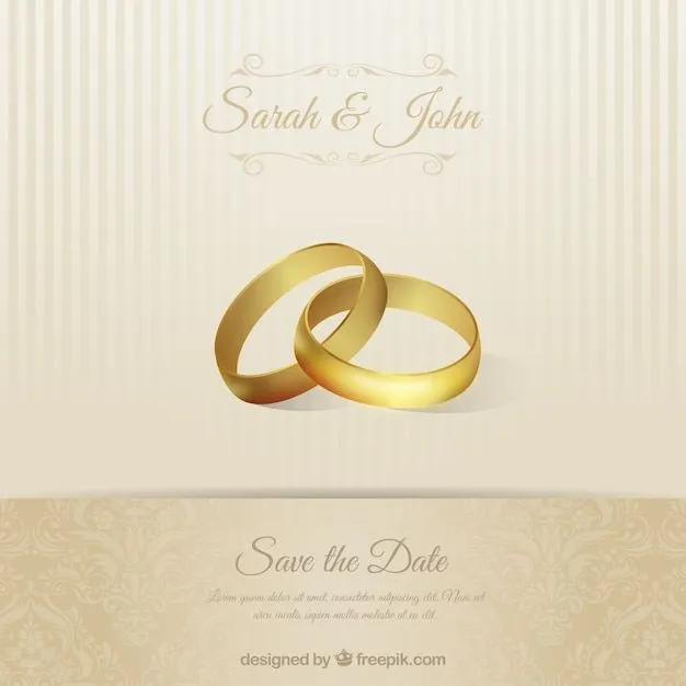 Tarjeta de invitación de boda con anillos | Descargar Vectores gratis