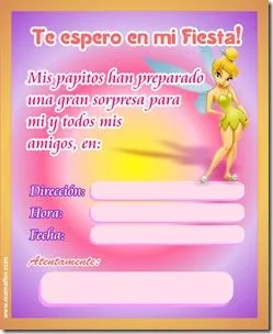 Tarjeta de Invitación para Cumpleaños de la Campanita | Tinker Bell ...