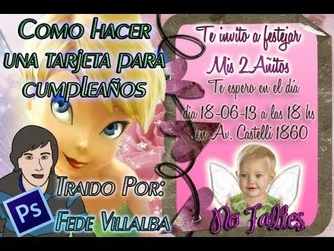 Como hacer tarjeta de invitación para cumpleaños - Photoshop - YouTube