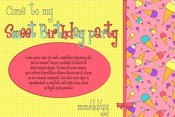 Tarjeta de invitación de cumpleaños Vector con helado de dulce ... Tarjeta de invitación de cumpleaños Vector con helado de dulce ...