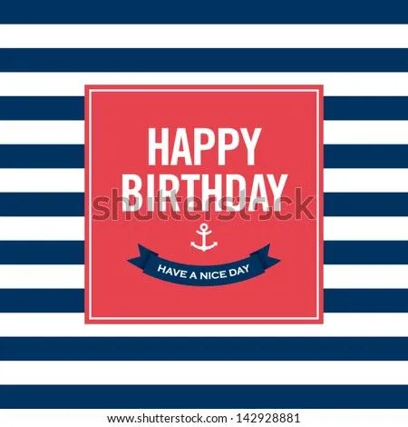 Tarjeta De Invitación De Feliz Cumpleaños. Tema De Marinero. Texto ...