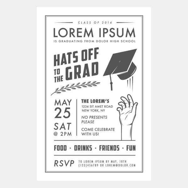 Tarjeta de invitación de fiesta de graduación Vintage — Vector ... Tarjeta de invitación de fiesta de graduación Vintage — Vector ...