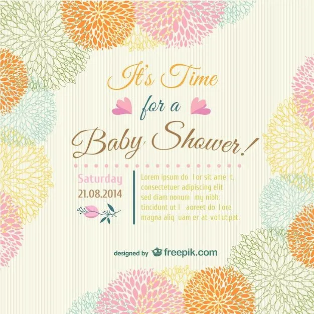 Tarjeta de invitación floral para bebé | Descargar Vectores gratis