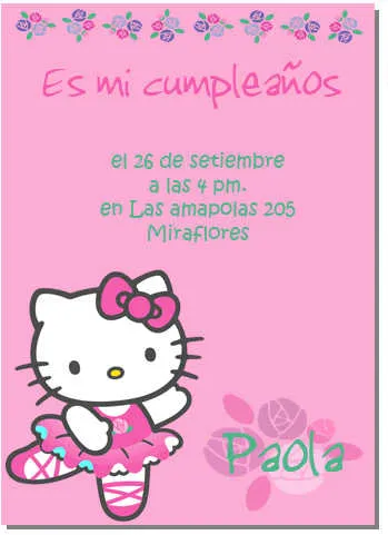 Tarjeta de invitación de Hello Kitty | Web Del Bebé