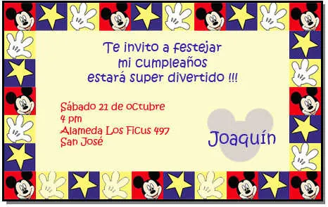 Tarjeta de invitación de Mickey Mouse | Web Del Bebé