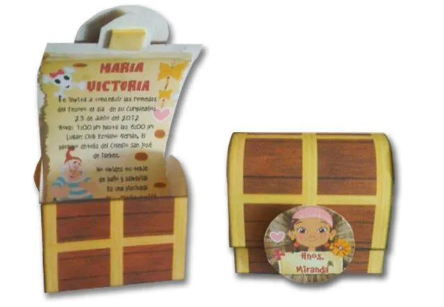 Tarjeta de Invitación , modelo Cofre para motivo Jack El Pirata ... Tarjeta de Invitación , modelo Cofre para motivo Jack El Pirata ...