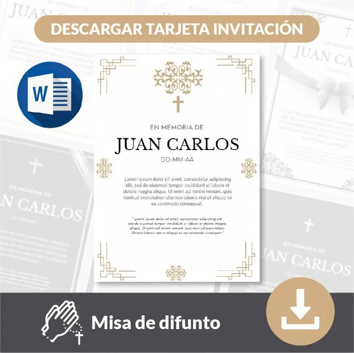 ▷ Tarjeta invitación modelo cruz dorada - Misa de difunto