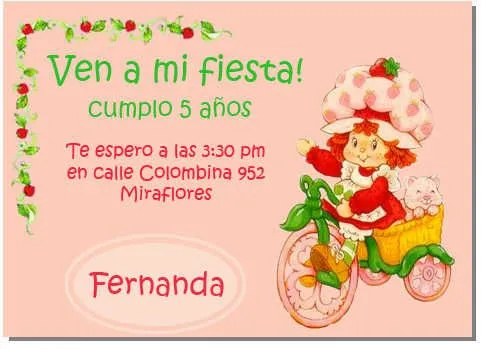 Tarjeta de invitación de Rosita Fresita | Web Del Bebé