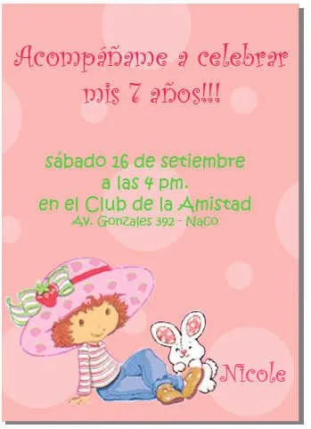 Tarjeta de invitación de Rosita Fresita | Web Del Bebé Tarjeta de invitación de Rosita Fresita | Web Del Bebé