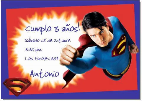 Tarjeta de invitación de Superman | Web Del Bebé