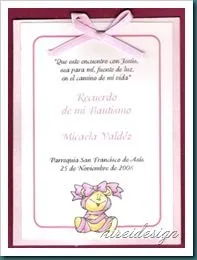 La tarjeta de invitación La tarjeta de recuerdo del Bautismo La tarjeta de invitación La tarjeta de recuerdo del Bautismo