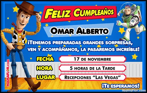 Tarjeta de Invitación de TOY STORY para imprimir - Manualidades ...