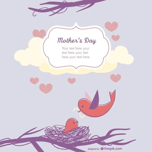 Tarjeta para el día de la madre con pájaros | Descargar Vectores ...