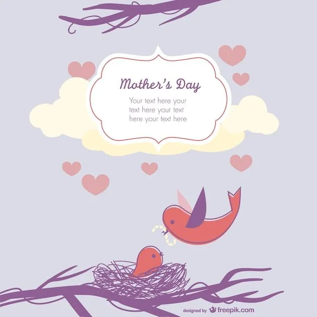 Tarjeta para el día de la madre con pájaros | Descargar Vectores ... Tarjeta para el día de la madre con pájaros | Descargar Vectores ...