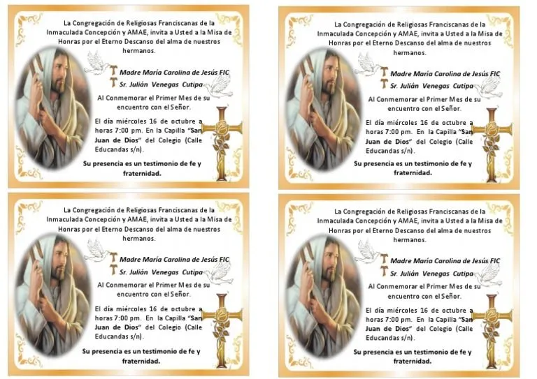 Tarjeta de La Misa de Difunto | PDF | Iglesia Católica | Religión y creencia Tarjeta de La Misa de Difunto | PDF | Iglesia Católica | Religión y creencia