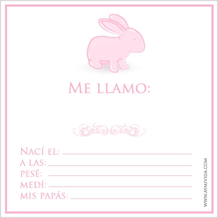 Tarjeta de nacimiento de nena para imprimir - Fiestas infantiles