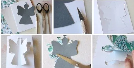 Tarjeta navideña con ángel 3D en Manualidades con Papel / Cartón Tarjeta navideña con ángel 3D en Manualidades con Papel / Cartón