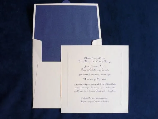 Tarjeta participación sencilla de matrimonio con marco repujado ... Tarjeta participación sencilla de matrimonio con marco repujado ...