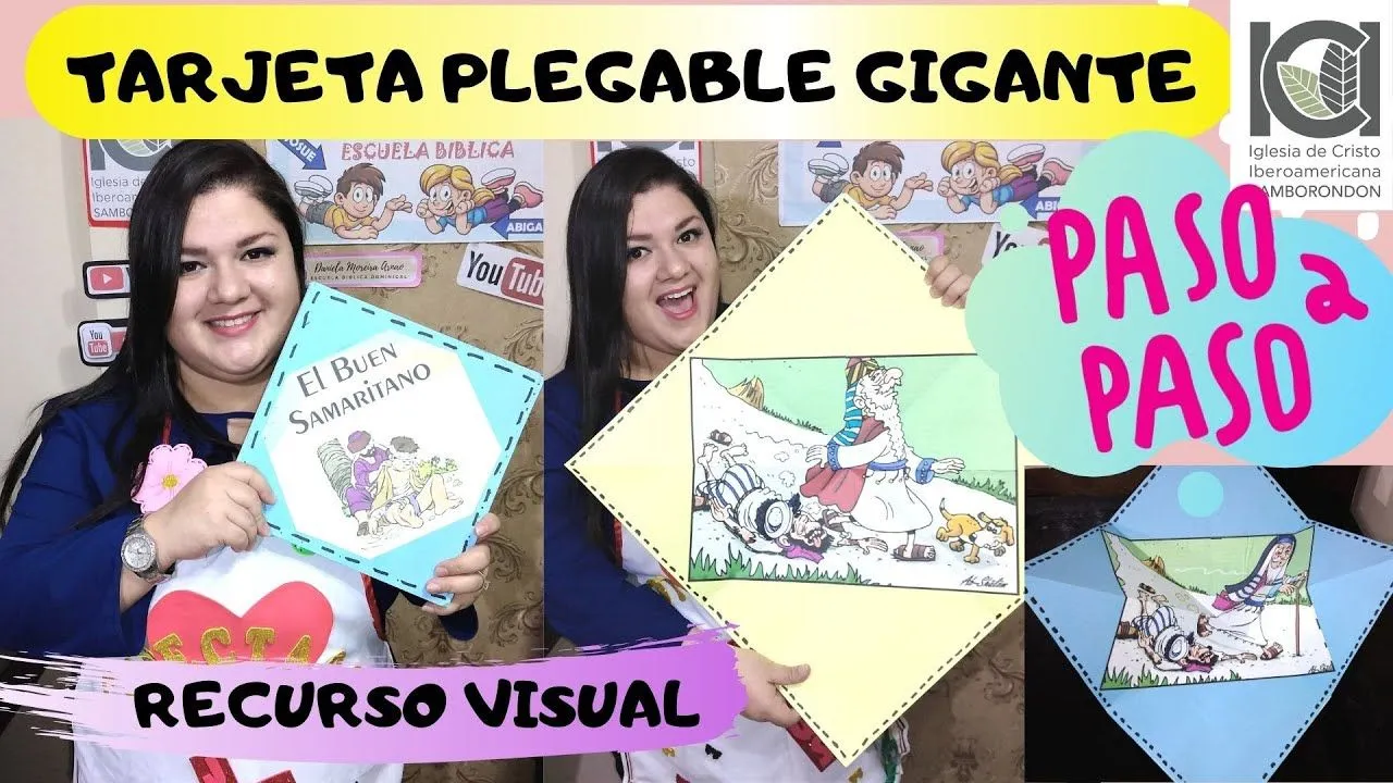 TARJETA PLEGABLE GIGANTE PARA MOSTRAR LAMINAS - PASO A PASO - EL BUEN  SAMARITANO - YouTube