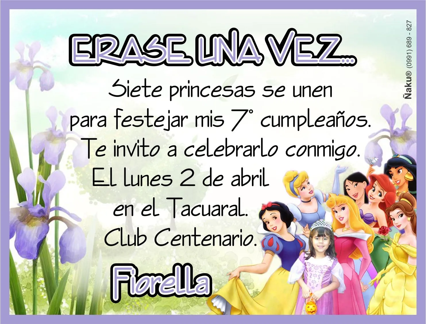 Tarjeta de princesas - Imagui