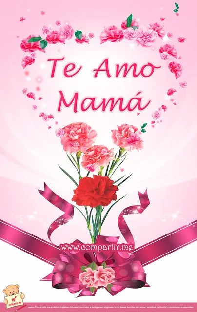 Tarjeta "Te Amo Mamá" en corazón de flores | Flickr - Photo Sharing!