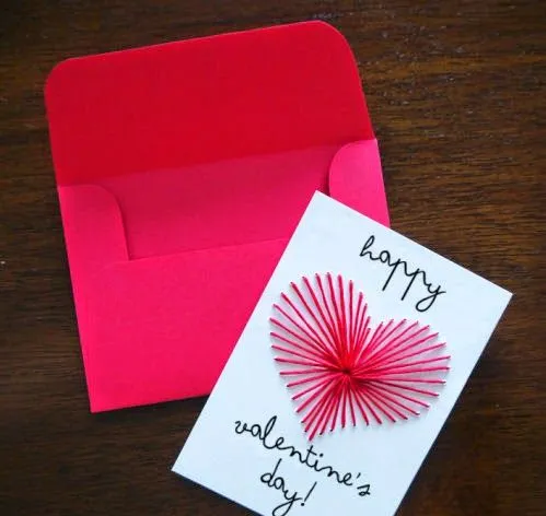 Tarjeta de san Valentín con corazón bordado ~ Solountip.com