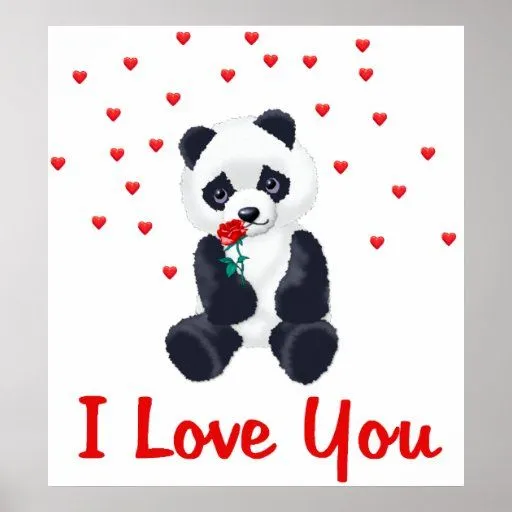 Tarjeta del día de San Valentín del oso de panda Póster | Zazzle Tarjeta del día de San Valentín del oso de panda Póster | Zazzle