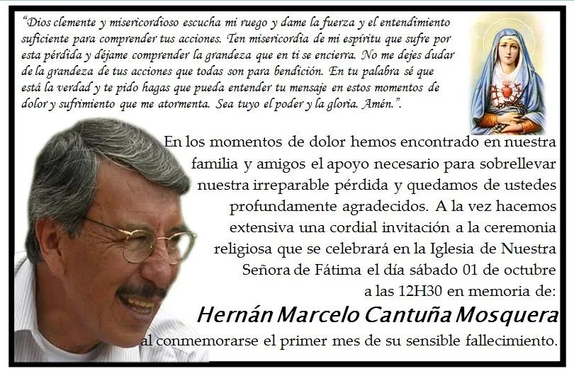 Tarjetas misa mes de fallecido - Imagui